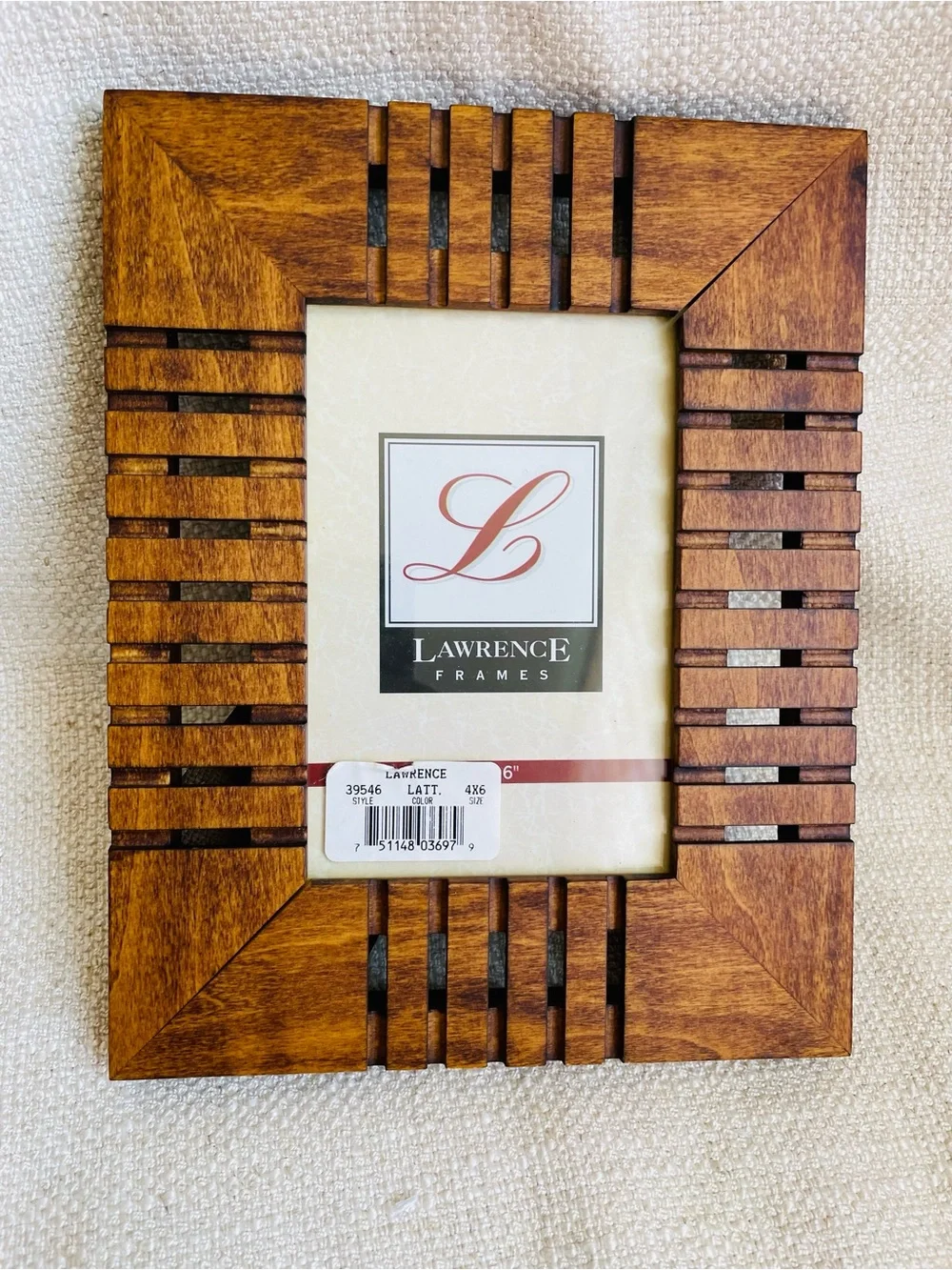 Lawrence Frames Brown Wood Modernist Slatted Picture Frame Fits 4x6